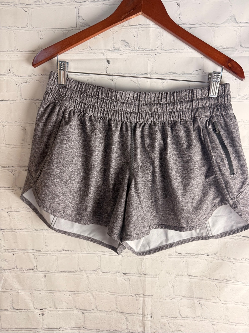 Lululemon Running Shorts in Heather Gray with Zip Pocket Size 12
